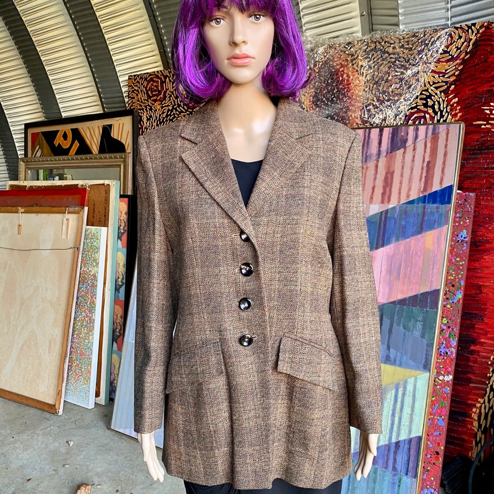 Jaeger English Woolen Plaid Blazer.